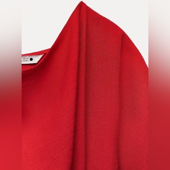 NWT. Zara ZW Collection Red Belted Long Dress. Size M. - Picture 9 of 12